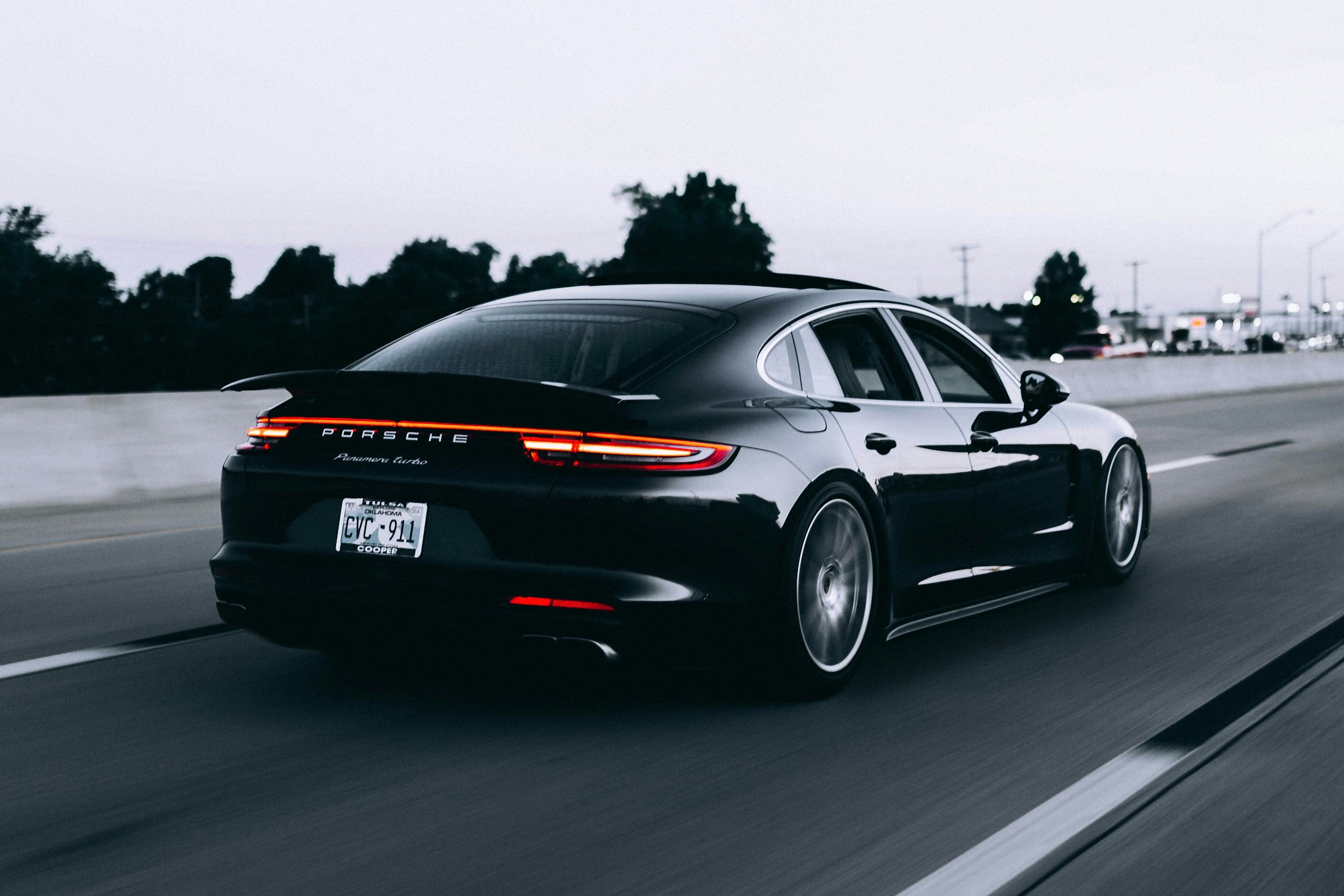 Sports car on a night road
